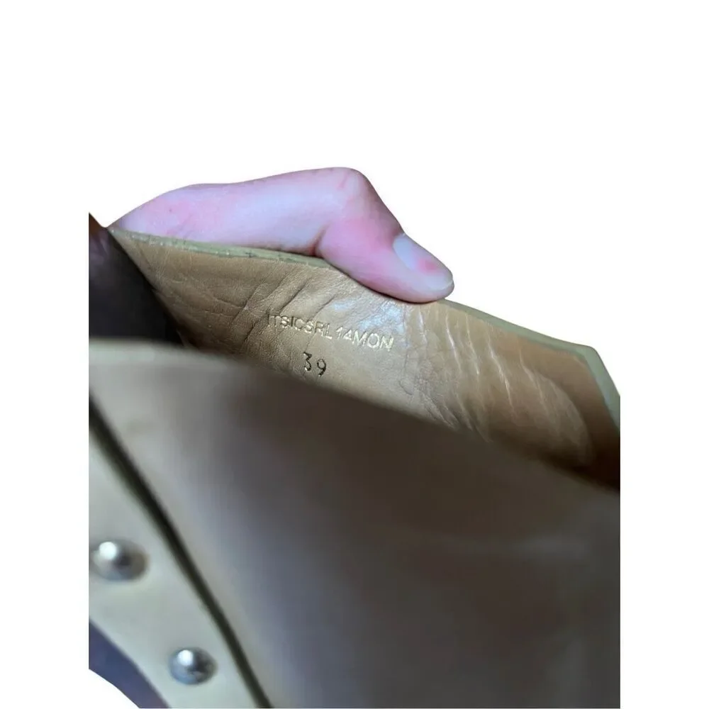 Burberry Olive Green Leather Gold Buckle Platform Stiletto Heels EU 39 US 8 - Picture 13 of 15